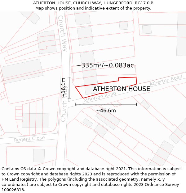 ATHERTON HOUSE, CHURCH WAY, HUNGERFORD, RG17 0JP: Plot and title map