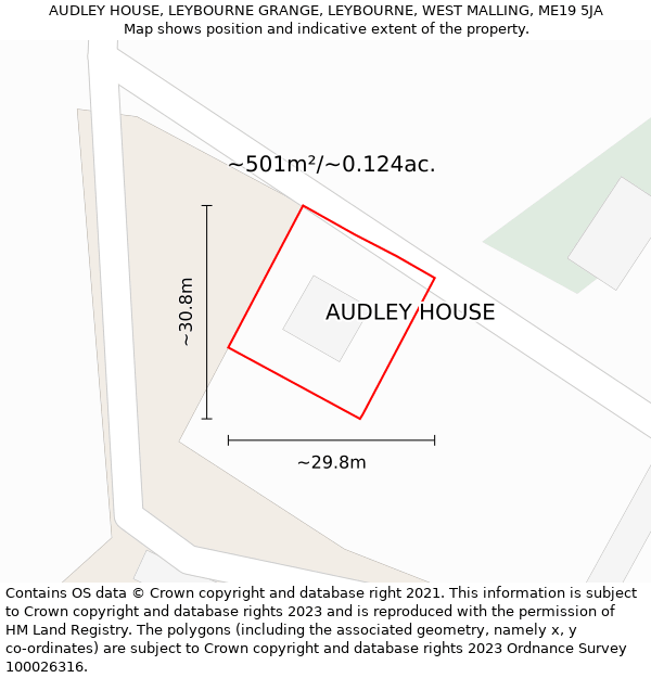 AUDLEY HOUSE, LEYBOURNE GRANGE, LEYBOURNE, WEST MALLING, ME19 5JA: Plot and title map