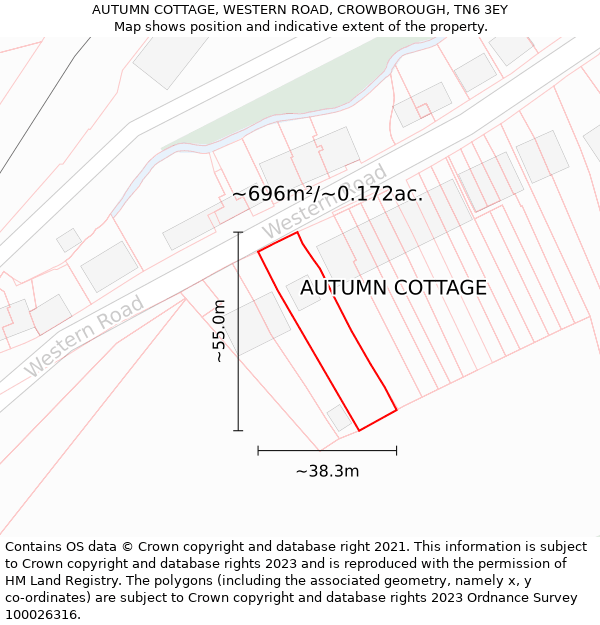 AUTUMN COTTAGE, WESTERN ROAD, CROWBOROUGH, TN6 3EY: Plot and title map
