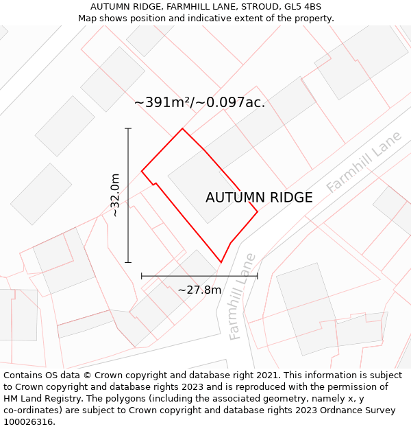 AUTUMN RIDGE, FARMHILL LANE, STROUD, GL5 4BS: Plot and title map