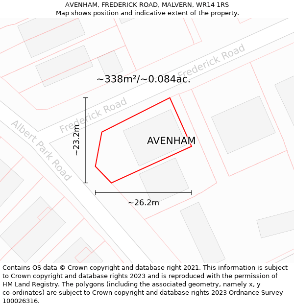 AVENHAM, FREDERICK ROAD, MALVERN, WR14 1RS: Plot and title map