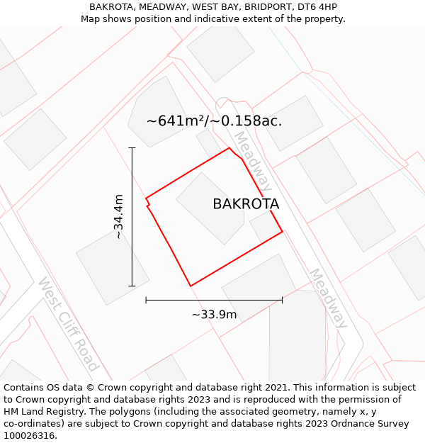 BAKROTA, MEADWAY, WEST BAY, BRIDPORT, DT6 4HP: Plot and title map