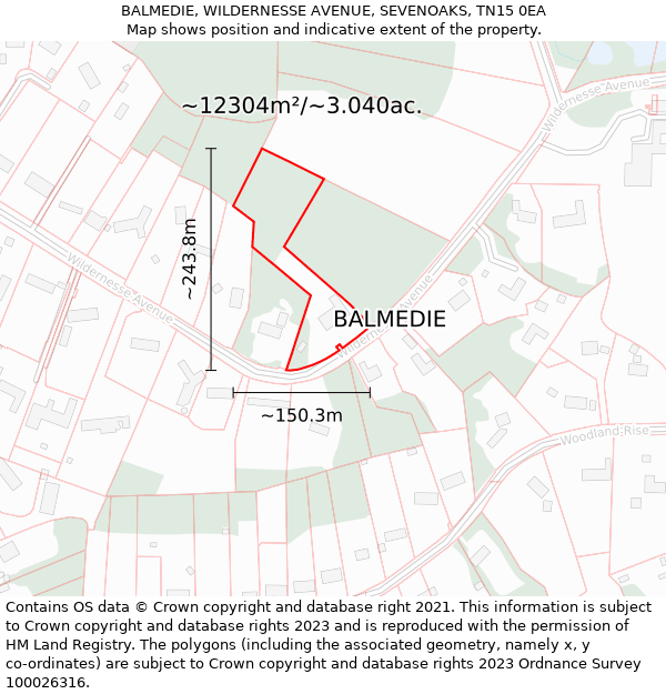 BALMEDIE, WILDERNESSE AVENUE, SEVENOAKS, TN15 0EA: Plot and title map