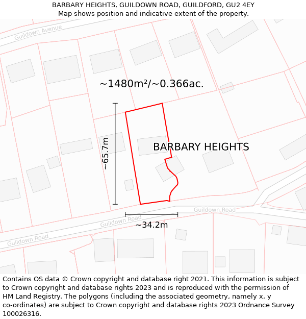 BARBARY HEIGHTS, GUILDOWN ROAD, GUILDFORD, GU2 4EY: Plot and title map