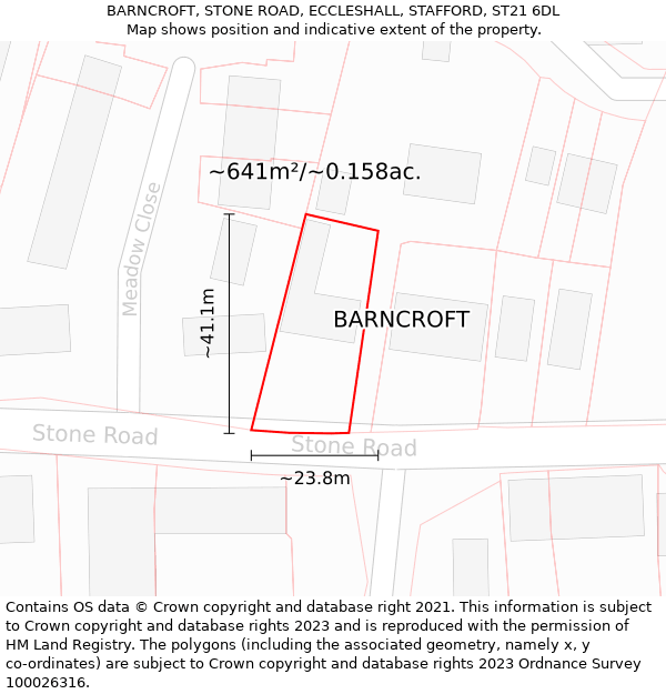 BARNCROFT, STONE ROAD, ECCLESHALL, STAFFORD, ST21 6DL: Plot and title map