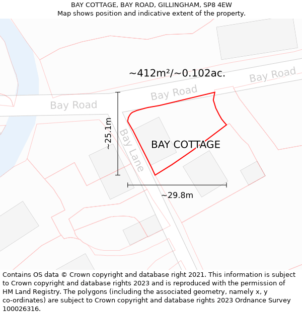 BAY COTTAGE, BAY ROAD, GILLINGHAM, SP8 4EW: Plot and title map