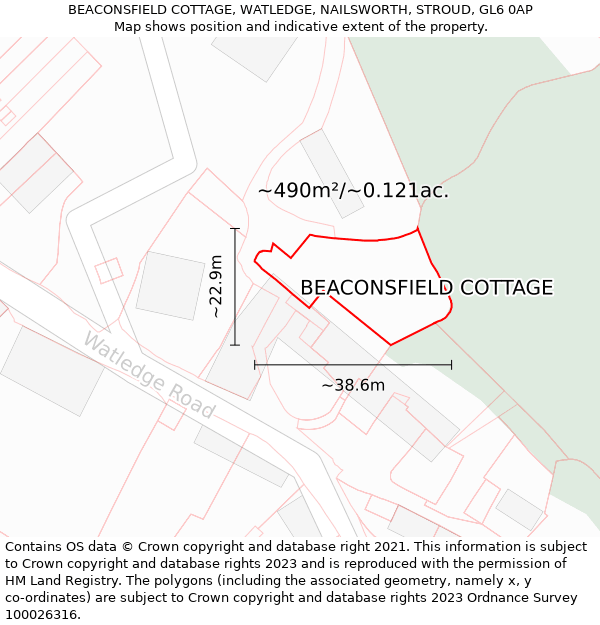 BEACONSFIELD COTTAGE, WATLEDGE, NAILSWORTH, STROUD, GL6 0AP: Plot and title map