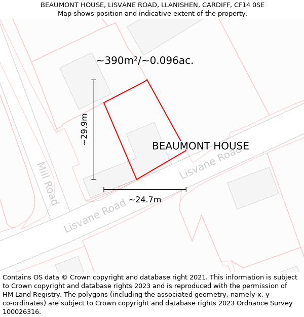 BEAUMONT HOUSE, LISVANE ROAD, LLANISHEN, CARDIFF, CF14 0SE: Plot and title map
