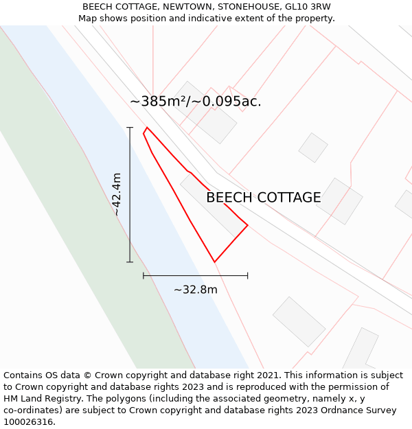 BEECH COTTAGE, NEWTOWN, STONEHOUSE, GL10 3RW: Plot and title map