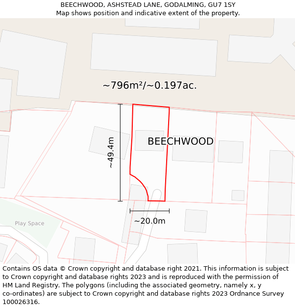 BEECHWOOD, ASHSTEAD LANE, GODALMING, GU7 1SY: Plot and title map