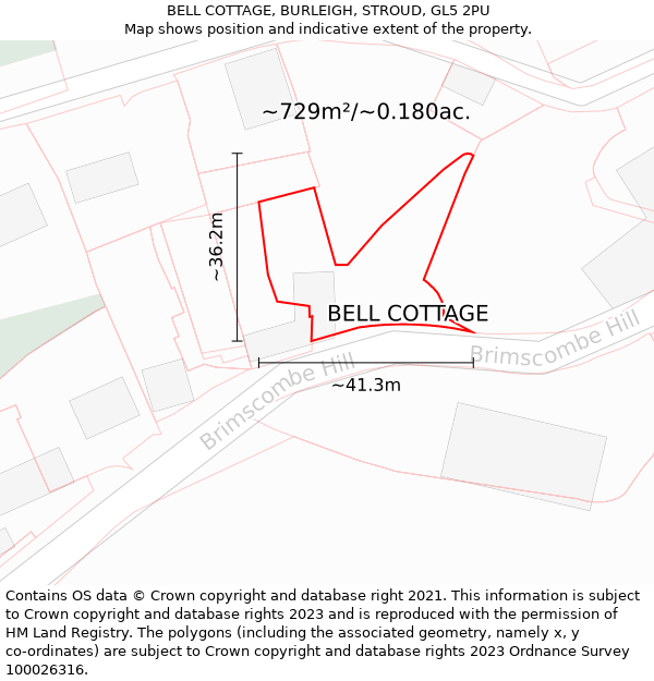 BELL COTTAGE, BURLEIGH, STROUD, GL5 2PU: Plot and title map