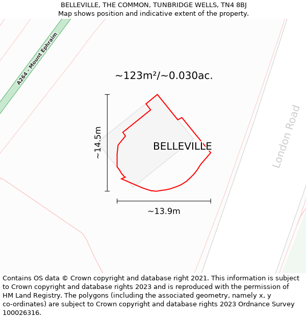 BELLEVILLE, THE COMMON, TUNBRIDGE WELLS, TN4 8BJ: Plot and title map