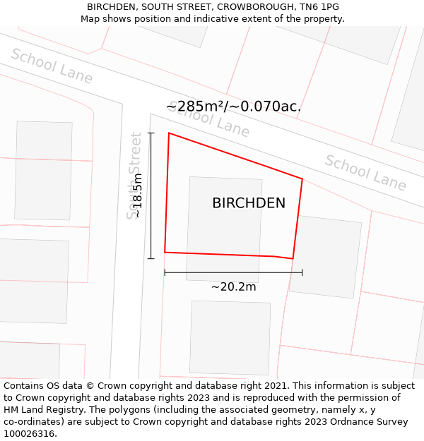 BIRCHDEN, SOUTH STREET, CROWBOROUGH, TN6 1PG: Plot and title map