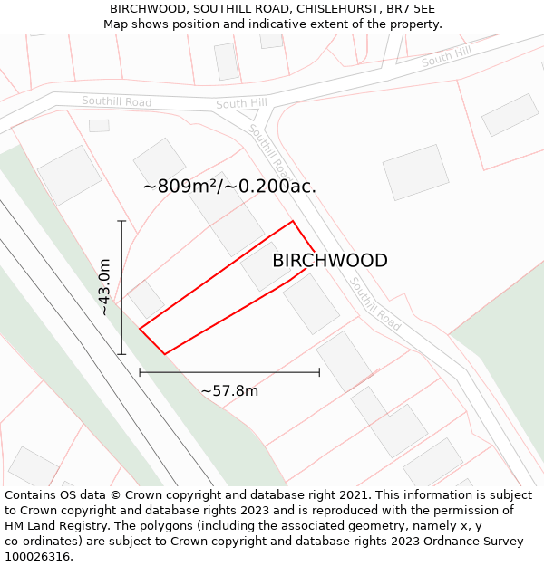 BIRCHWOOD, SOUTHILL ROAD, CHISLEHURST, BR7 5EE: Plot and title map