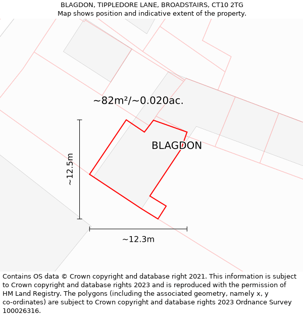 BLAGDON, TIPPLEDORE LANE, BROADSTAIRS, CT10 2TG: Plot and title map