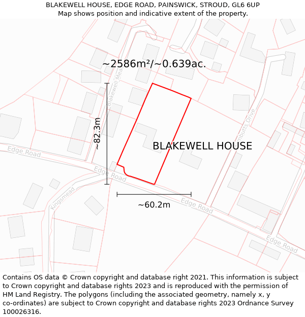BLAKEWELL HOUSE, EDGE ROAD, PAINSWICK, STROUD, GL6 6UP: Plot and title map