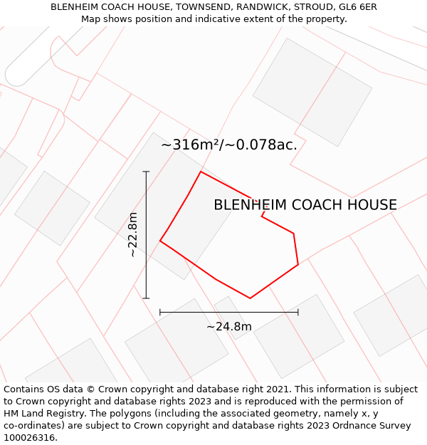 BLENHEIM COACH HOUSE, TOWNSEND, RANDWICK, STROUD, GL6 6ER: Plot and title map