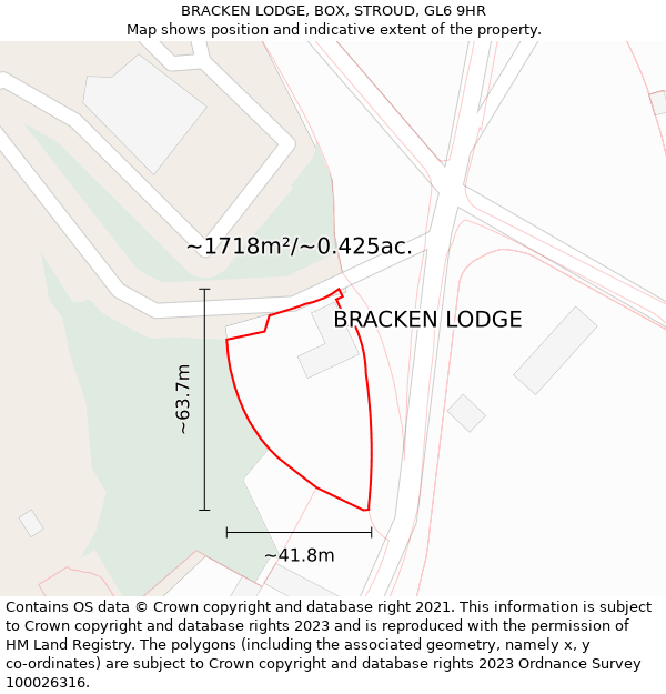 BRACKEN LODGE, BOX, STROUD, GL6 9HR: Plot and title map