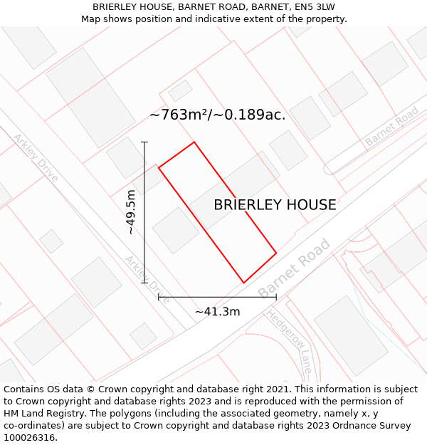 BRIERLEY HOUSE, BARNET ROAD, BARNET, EN5 3LW: Plot and title map