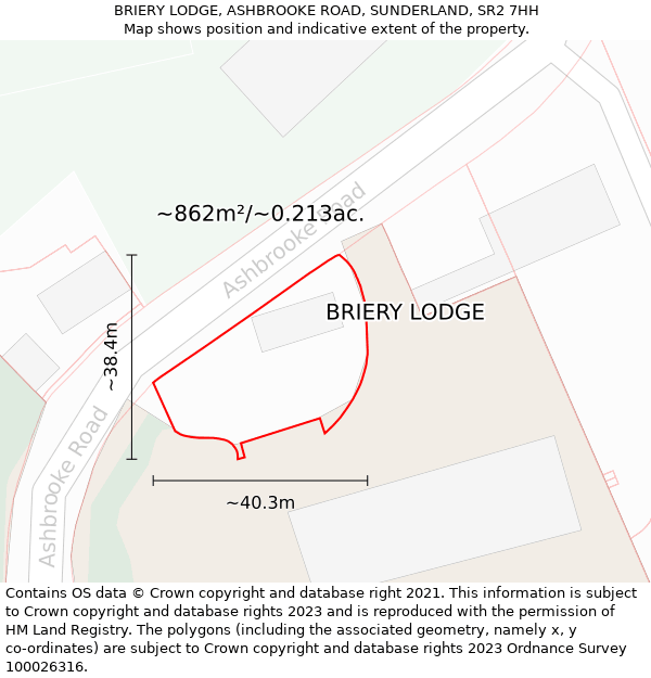 BRIERY LODGE, ASHBROOKE ROAD, SUNDERLAND, SR2 7HH: Plot and title map