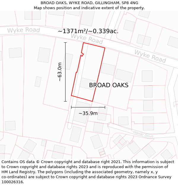 BROAD OAKS, WYKE ROAD, GILLINGHAM, SP8 4NG: Plot and title map