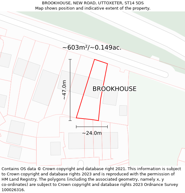 BROOKHOUSE, NEW ROAD, UTTOXETER, ST14 5DS: Plot and title map