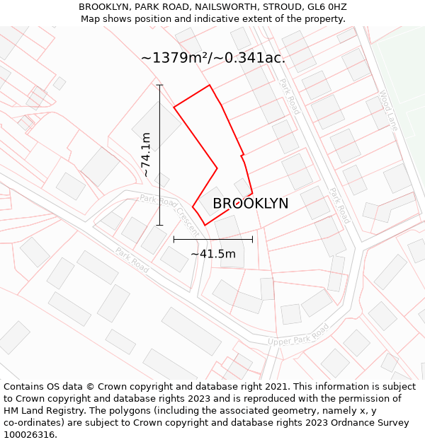 BROOKLYN, PARK ROAD, NAILSWORTH, STROUD, GL6 0HZ: Plot and title map