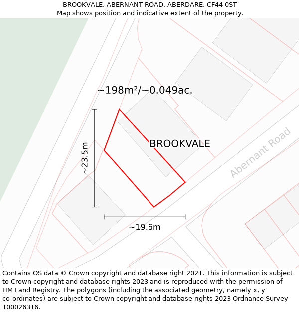 BROOKVALE, ABERNANT ROAD, ABERDARE, CF44 0ST: Plot and title map