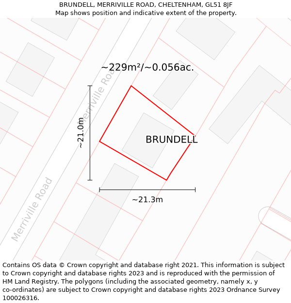 BRUNDELL, MERRIVILLE ROAD, CHELTENHAM, GL51 8JF: Plot and title map