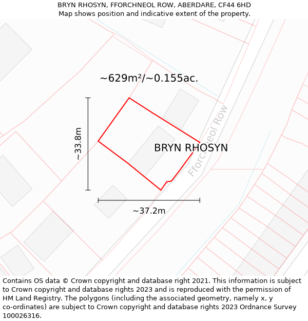 BRYN RHOSYN, FFORCHNEOL ROW, ABERDARE, CF44 6HD: Plot and title map