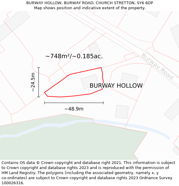 BURWAY HOLLOW, BURWAY ROAD, CHURCH STRETTON, SY6 6DP: Plot and title map