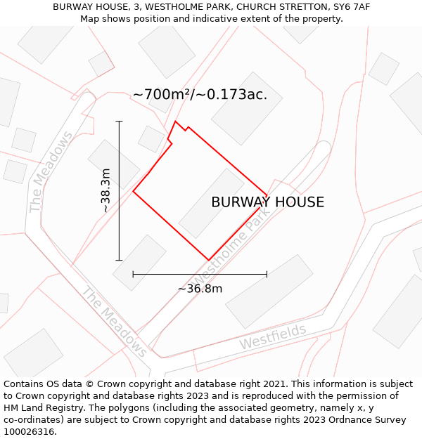 BURWAY HOUSE, 3, WESTHOLME PARK, CHURCH STRETTON, SY6 7AF: Plot and title map