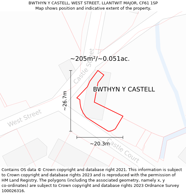 BWTHYN Y CASTELL, WEST STREET, LLANTWIT MAJOR, CF61 1SP: Plot and title map