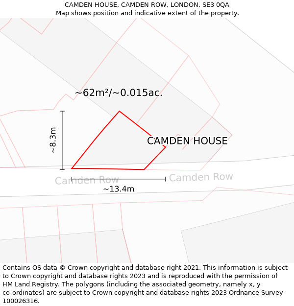 CAMDEN HOUSE, CAMDEN ROW, LONDON, SE3 0QA: Plot and title map