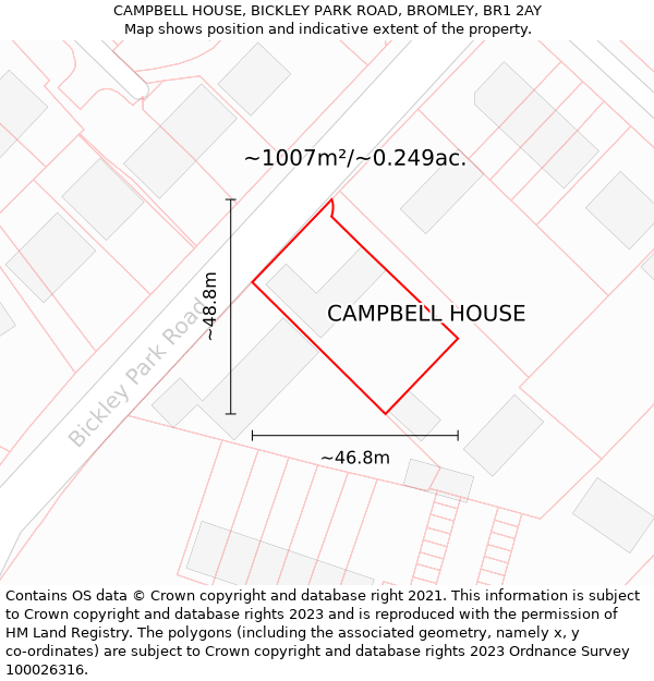 CAMPBELL HOUSE, BICKLEY PARK ROAD, BROMLEY, BR1 2AY: Plot and title map