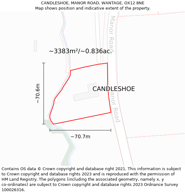 CANDLESHOE, MANOR ROAD, WANTAGE, OX12 8NE: Plot and title map