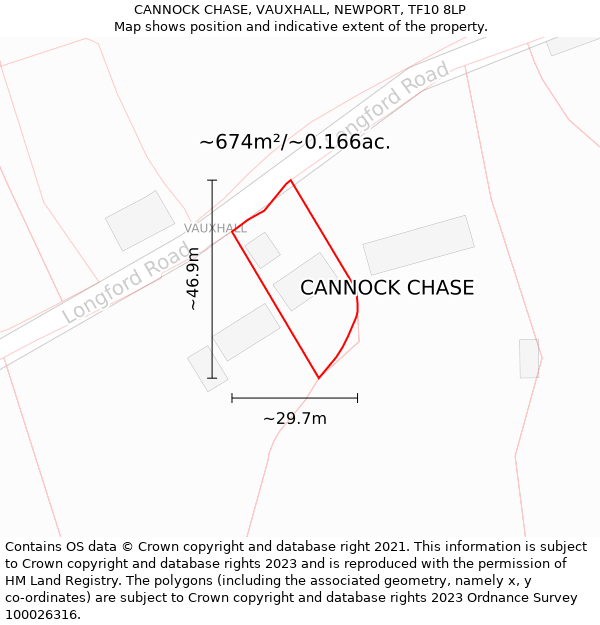 CANNOCK CHASE, VAUXHALL, NEWPORT, TF10 8LP: Plot and title map