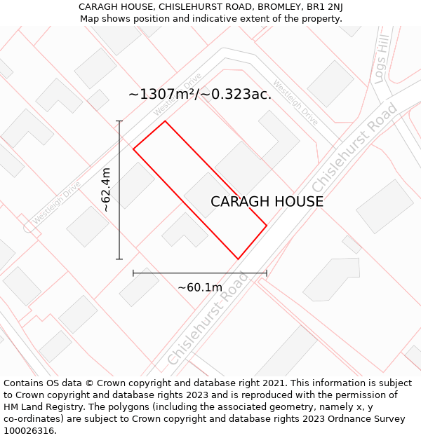 CARAGH HOUSE, CHISLEHURST ROAD, BROMLEY, BR1 2NJ: Plot and title map