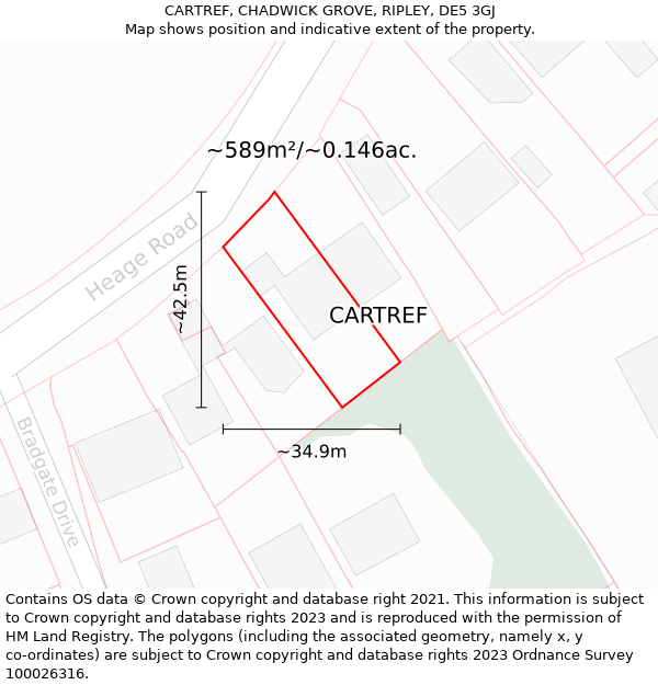 CARTREF, CHADWICK GROVE, RIPLEY, DE5 3GJ: Plot and title map