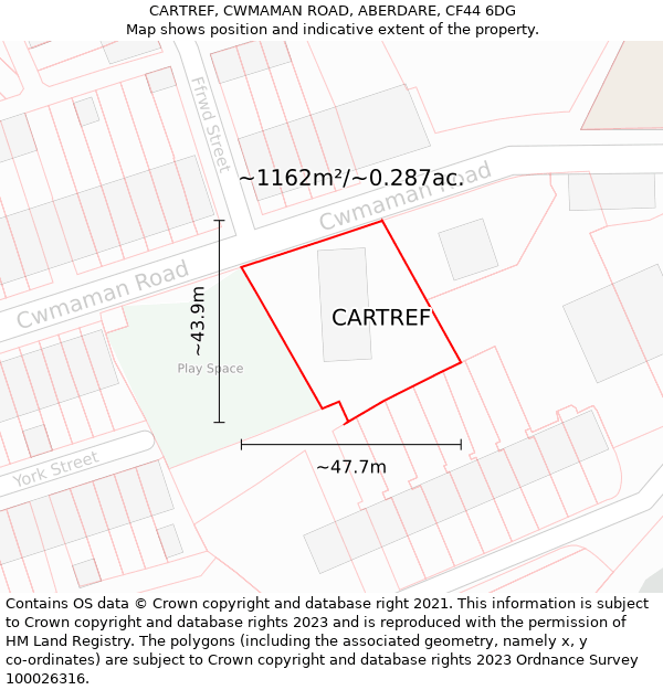 CARTREF, CWMAMAN ROAD, ABERDARE, CF44 6DG: Plot and title map