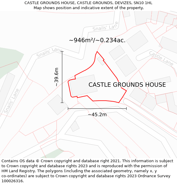 CASTLE GROUNDS HOUSE, CASTLE GROUNDS, DEVIZES, SN10 1HL: Plot and title map