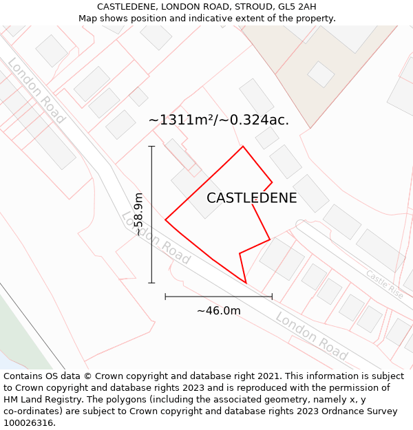 CASTLEDENE, LONDON ROAD, STROUD, GL5 2AH: Plot and title map