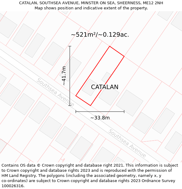 CATALAN, SOUTHSEA AVENUE, MINSTER ON SEA, SHEERNESS, ME12 2NH: Plot and title map