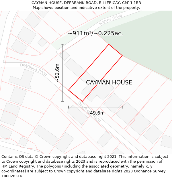 CAYMAN HOUSE, DEERBANK ROAD, BILLERICAY, CM11 1BB: Plot and title map