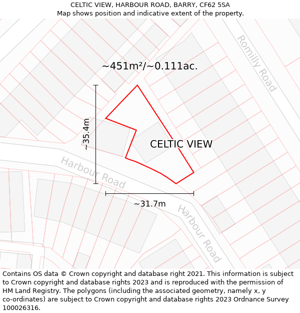 CELTIC VIEW, HARBOUR ROAD, BARRY, CF62 5SA: Plot and title map