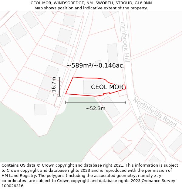 CEOL MOR, WINDSOREDGE, NAILSWORTH, STROUD, GL6 0NN: Plot and title map