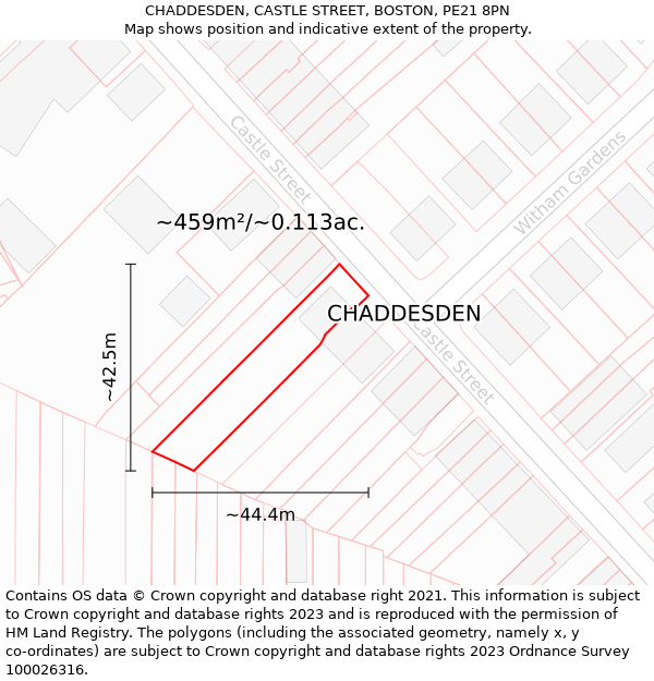 CHADDESDEN, CASTLE STREET, BOSTON, PE21 8PN: Plot and title map