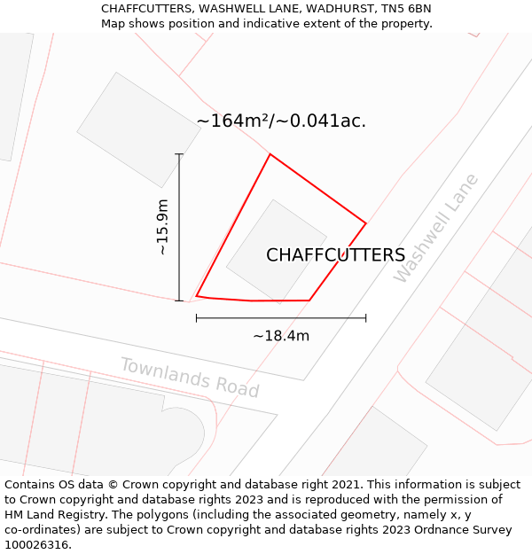 CHAFFCUTTERS, WASHWELL LANE, WADHURST, TN5 6BN: Plot and title map