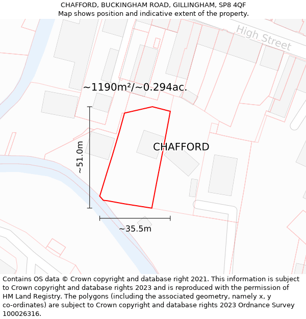 CHAFFORD, BUCKINGHAM ROAD, GILLINGHAM, SP8 4QF: Plot and title map