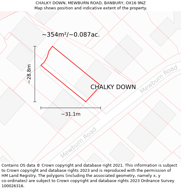 CHALKY DOWN, MEWBURN ROAD, BANBURY, OX16 9NZ: Plot and title map